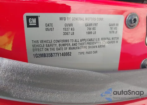 2007 Pontiac Solstice from USA, damaged, VIN 1G2MB35B77Y140862